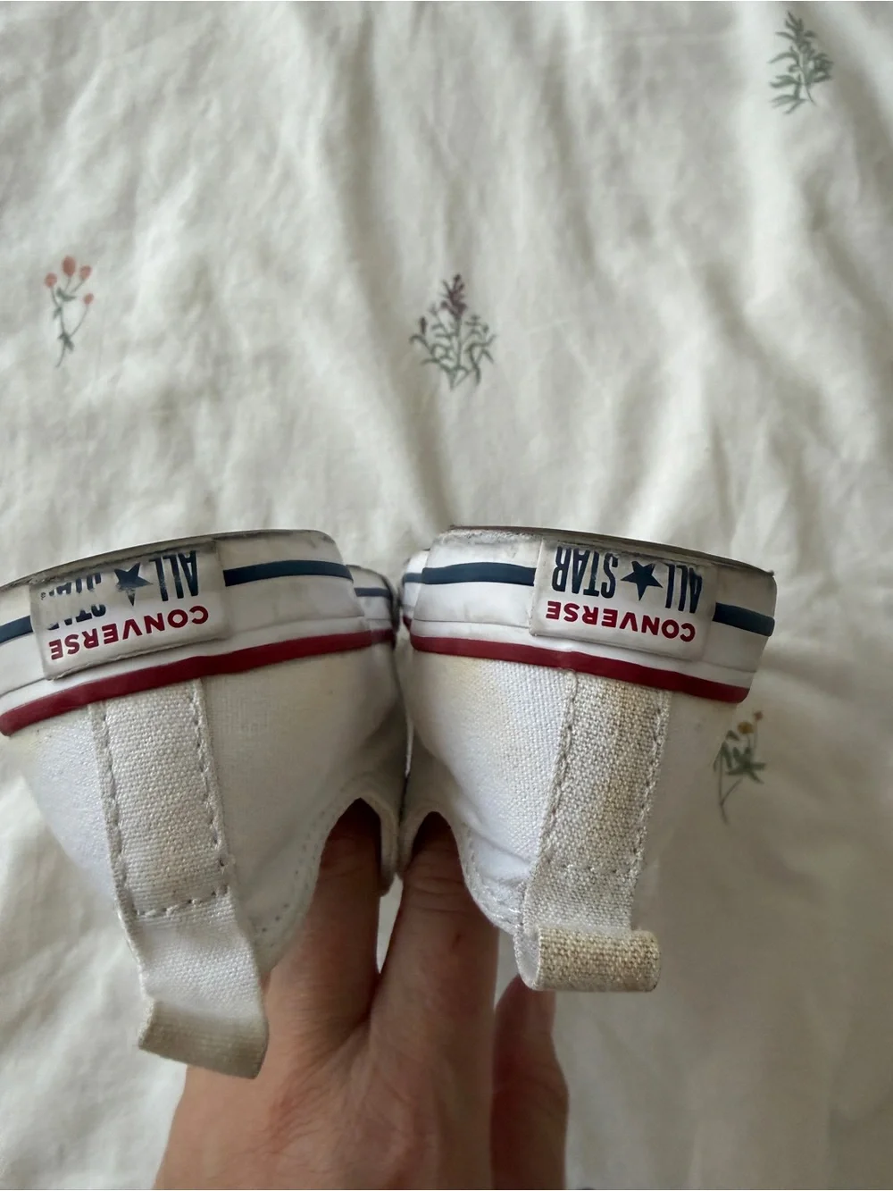 Converse Kids White Canvas Velcro Sneakers with Red Trim